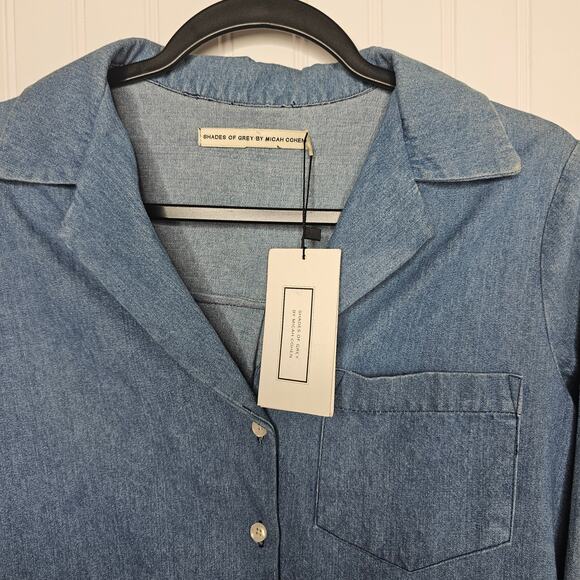 Shades of Grey by Micah Cohen Chambray Button Up Shirt Size XXS Casual Cotton - Picture 3 of 8